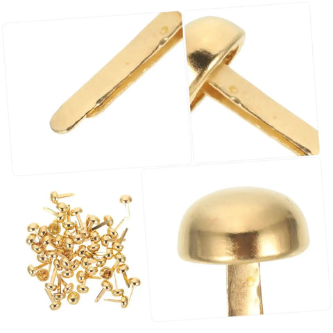 100Pcs Brass Mini Nails And Tacks For Scrapbooking, Card Making, And DIY Paper Craft Embellishments shown in detail view