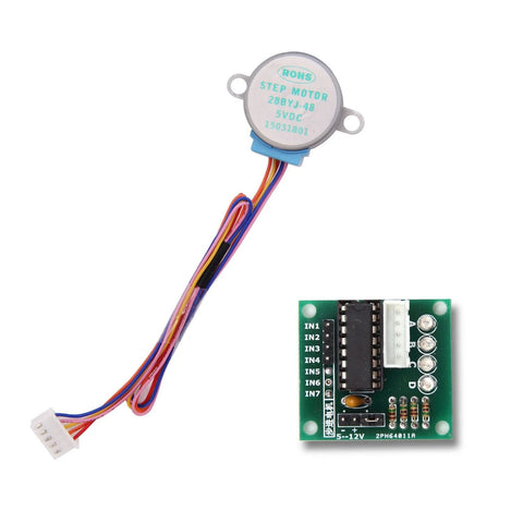 Stepper motor with ULN2003 driver board and multicolor wiring for Arduino