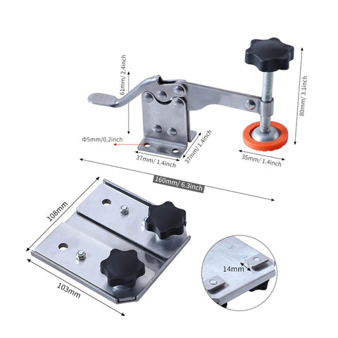 Stainless Steel Thickened Woodworking Vertical Toggle Clamp With Quick Release, Rubber Pressure Head For No Slip Grip And Surface Protection