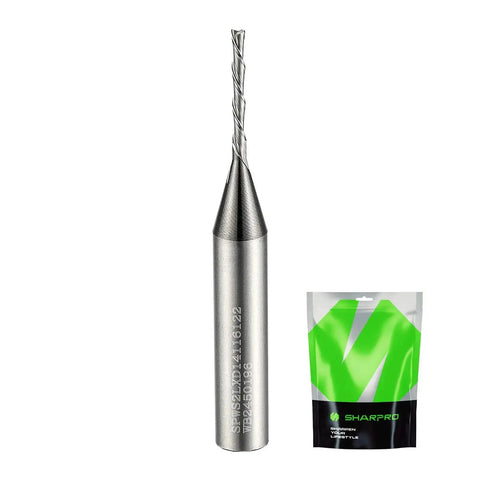 1/16 Inch Diameter Spiral Downcut Router Bit With 1/4 Inch Shank, Pro Grade Solid Carbide End Mills for CNC Wood Inlay