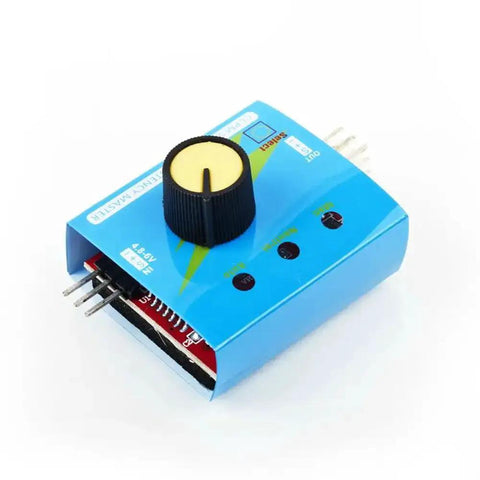 Blue 3CH RC Servo Tester And ESC Signal Generator For CCPM Consistency Master with dial and ports for RC hobbyists.