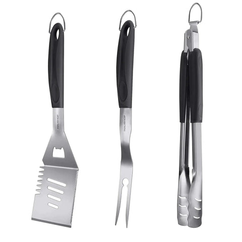Heavy Duty BBQ Tool Set With Spatula, Fork And Tongs In Premium Stainless Steel, Large Grill Utensils Kit For Grilling Lovers