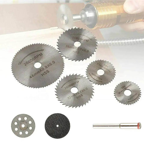 Pro Grade 30 Piece Cutting Wheel Set With HSS Circular Saw Blades Diamond Cutting Discs Resin Cutting Wheels And Mandrel Kit displayed