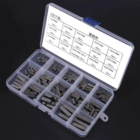 140 Piece Stainless Steel Woodruff Key And Shaft Key Set With Metric Key Assortment in transparent case