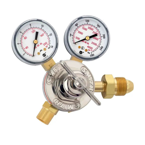 Argon And Nitrogen Gas Regulator For Welding, 30 Series, 150 PSI, 2 Inch Inlet, Single Stage Medium Duty Gas Regulator For Argon Shielding And Nitrogen Backing, CGA580 Inlet, Pro Grade Model 30 150 580 close up