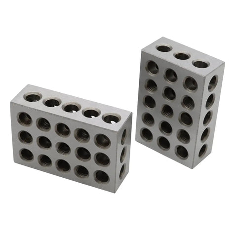 Ultra Precision Machinist Block Set With 23 Holes Matched Pair 1x2x3 Inches Hardened Steel Setup Blocks for Wood and Metalworking