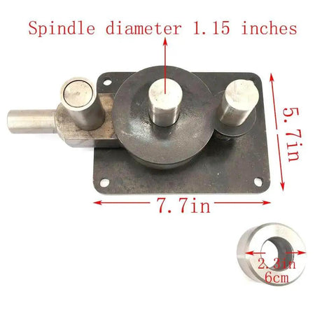 Heavy Duty Rebar And Rod Bender For Metalworking, close-up showing spindle diameter and dimensions in inches