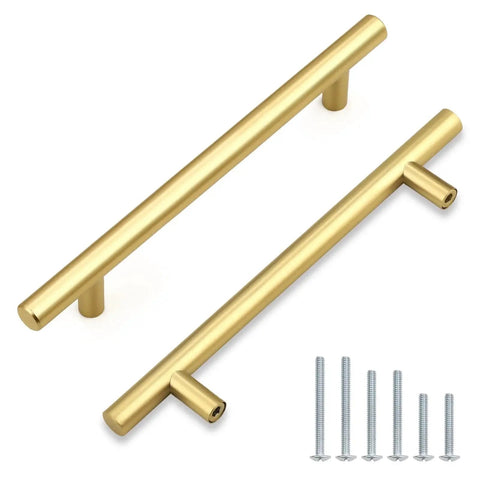 30 Pack 5 Inch Center To Center Gold Brass Cabinet Pulls For Kitchen Cabinets And Drawer Fronts, Rust Resistant Stainless Steel Handles