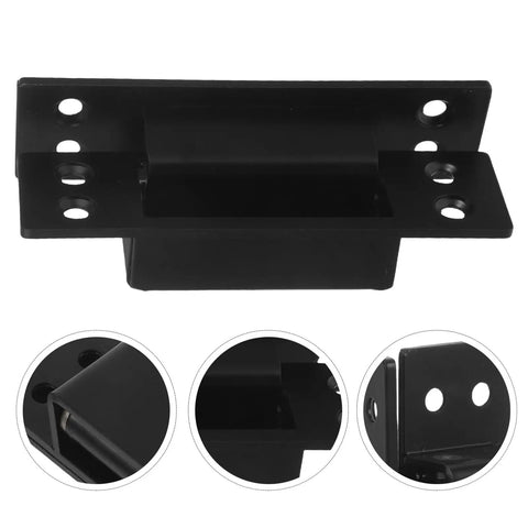 Hidden Heavy Duty Concealed Door Hinges 5 Inch Black Square Adjustable Cabinet And Bookcase Hardware shown front and side view