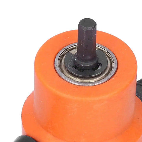 Close-up of the attachment head of Beefy Pro Grade Double Head Nibbler 360 Degree Adjustable Heavy Duty Metal Drill Attachment