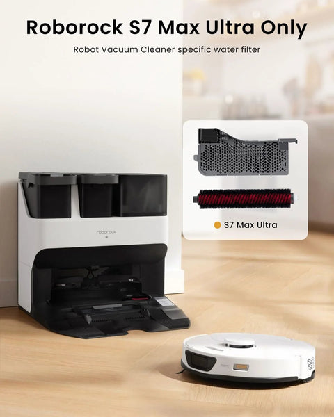Roborock S7 Max Ultra replacement parts kit (2-pack) with a high-speed cleaning brush and dock station water filter