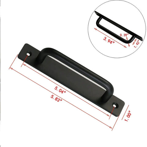 Metal Barn Door Pull Set, Four Pack Long Base Flat Head Drawer Pulls For Barn Doors, Cabinets, Wood Doors And Garages, Black Finish, S And L Sizes