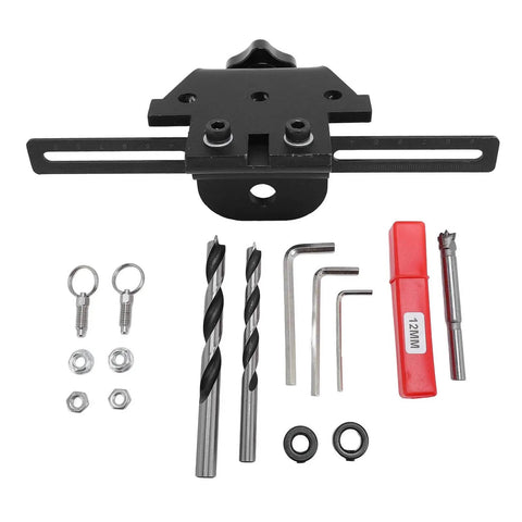 3 In 1 Dowel Jig Kit For Woodworking With High Carbon Steel Construction, Adjustable Centerblock, Includes Five Sixteenths, Three Eighths, One Half Inch Drill Bits For Precise Furniture Assembly And Cabinet Building, Durable Anodized Finish