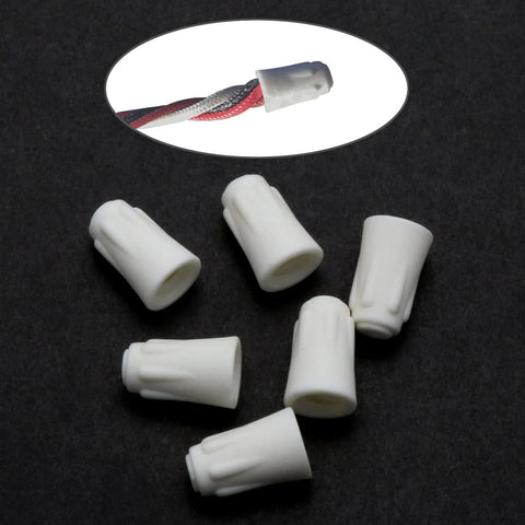 White ceramic wire twist caps, 12 pcs, medium size for 22-10 AWG wires; high-heat electrical connectors