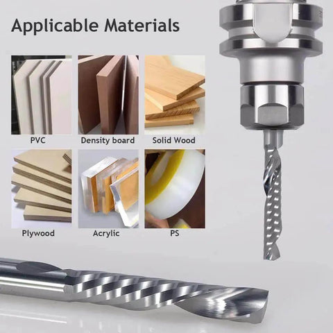 Down Cut Single Flute End Mill Bit Set For CNC Router Pack Of Five One Eighth Inch Shank One Eighth Inch Cutting Diameter