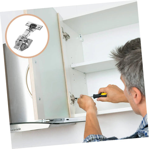 Stainless Steel Hidden Door Hinge With Soft Close Mechanism For Kitchen And Bathroom Cabinets Built To Last Durable Material Easy Installation And Smooth Damping By HOMSFOU being installed in a kitchen cabinet