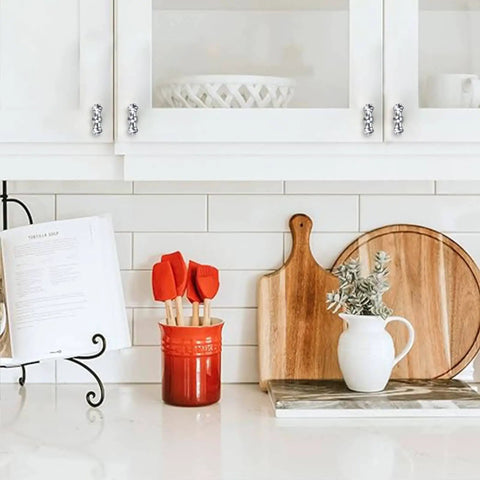 Polished Chrome Cabinet Knobs 10 Pack For Cabinets And Drawers Dresser Hardware Zinc Alloy Pulls in a modern kitchen.