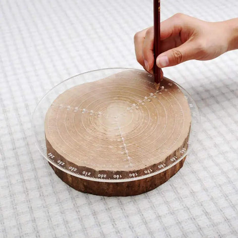 Round Center Finder Compass 7.87 Inch Transparent Acrylic Wood Turning Tool For Lathe Parts And Accessories in use on wood