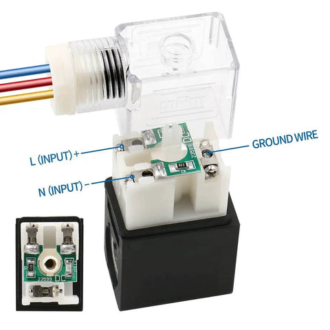 Close-up of Pneumatic Solenoid Valve 4V210-06 DC24V Five Way Two Position Internally Piloted with wiring terminals