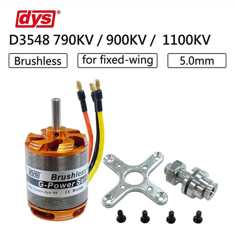 D3548 Brushless Outrunner Motor 790KV 900KV 1100KV For 2-5S RC Drones And Fixed Wing UAVs, Includes 5Mm Shaft, Banana Plug Adapters