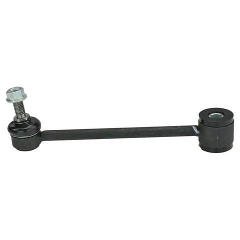 TRQ rear suspension stabilizer link for GM vehicles; black metal rod with bolt-end and bushing housing