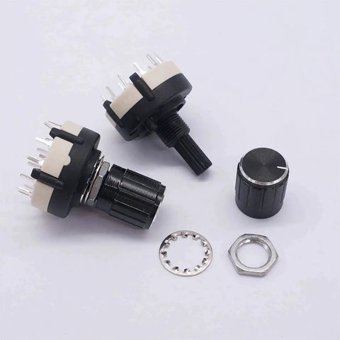Rotary Switch RS26 1P12T 12 Position Band Selector Switch For Radio And DIY Electronics with knobs and hardware