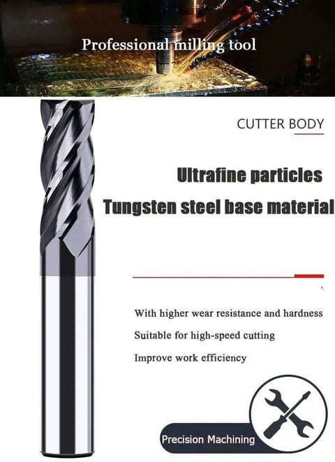 Half Inch Carbide Square End Mill With Four Flute Design And AlTiN Coating For High Performance Cutting HRC 45