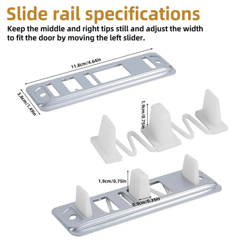 8 Pack Sliding Closet Door Floor Guides Set With 4 Metal Bases, 4 Plastic Plates And 8 Screws For Bypass Bottom Track Rails, Fits Doors From Three Quarters Inch To One And Three Eighths Inch Thick, Durable Nickel Plated Iron And Stainless Steel Hardware