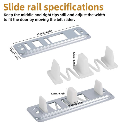 4 Pack Sliding Closet Door Floor Guides Bypass Bottom Track Rails Set With Metal Base Plastic Plates And Screws For Doors
