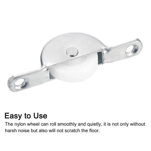 Sliding Door Nylon Pulley Wheels 25mm For Screen Doors Wardrobes Cupboards Closets 61mm Hole Distance 8 Pieces White Silver Tone Wear Resistant