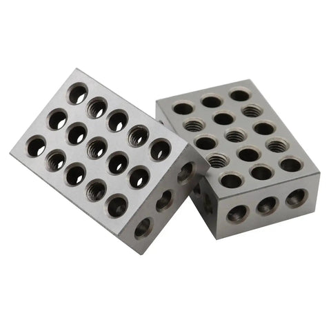 1-2-3 Inch Block Set With 23 Holes.0002 Inch Tolerance, Precision Ground And Case Hardened On All Sides, Shop-Ready Machinist Calibration Blocks