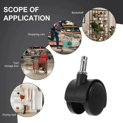 Easy Replacement Swivel Caster Wheels For Trash Cans And Buckets, 360 Degree Mobility, Smooth Rolling, Universal 1.5 Inch Stem