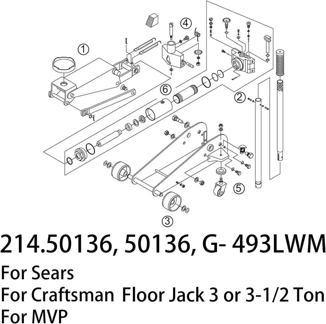 Floor Jack Seal Replacement Kit Fits 3 Ton And 3-1/2 T