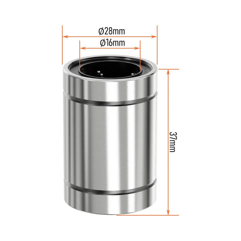 4 Pack LM16UU Linear Ball Bearings For CNC And 3D Printers With 16mm Bore, 28mm OD, 37mm Length, Double Side Rubber Seal