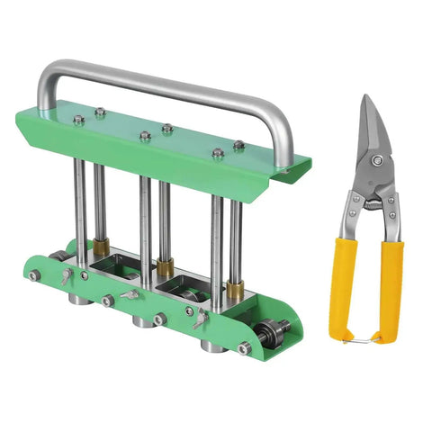 Heavy Duty Sheet Metal Bender Station Disc Bending Machine For 0 To 90 Degree Bends with snips, green and steel construction