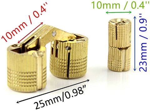 Hidden Brass Barrel Cabinet Hinges Set For Cabinets And Furniture Concealed 180 Degree Opening 6 Pack 10mm Barrels