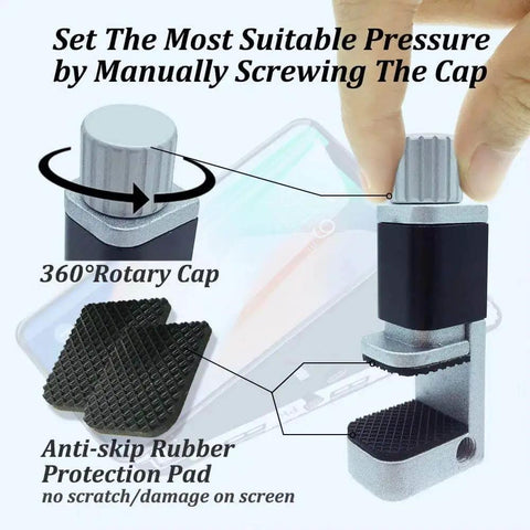 4 Piece Phone Repair Clamp Kit With Heavy Duty Pro Grade Adjustable Fastening Clip Holder for secure screen repairs.