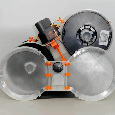 Spool Housing Kit for Lite Mini Filament Dryer A1 and A1 Mini with four spools and hygrometers for moisture control.