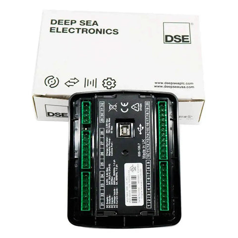 Auto Start Generator Control Panel With Auto Mains Failure MKII Module For Diesel Gen Sets shown with Deep Sea Electronics packaging