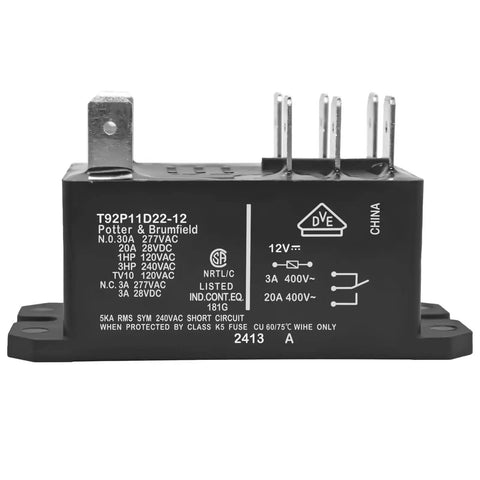 Heavy Duty 12V DC DPDT Power Relay 30A with dual pole design, showing side view terminals and label, ideal for automotive electronics