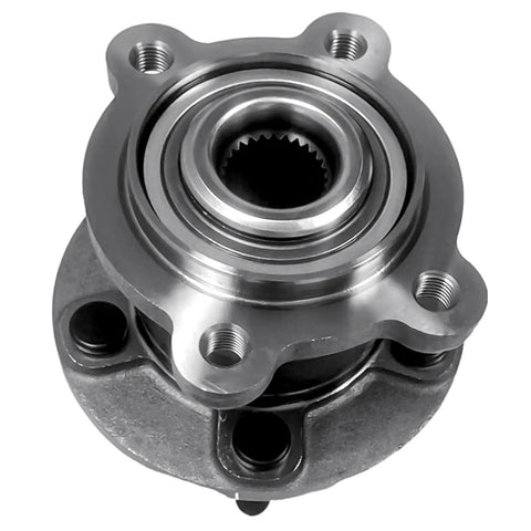 Front view of rear wheel bearing and hub assembly with 5 lug and ABS for AWD fits 2013 2019 Ford Escape and 2015 2019 Lincoln MKC.