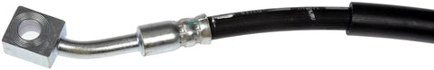 Front driver-side brake hydraulic hose, Dorman H38895, black rubber hose with metal fittings