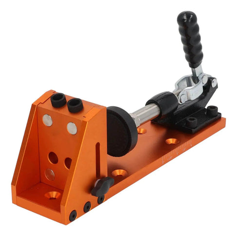 Pro Grade 15 Degree Pocket Hole Jig Kit With Aluminum Alloy Construction In Bright Orange for precision drilling.