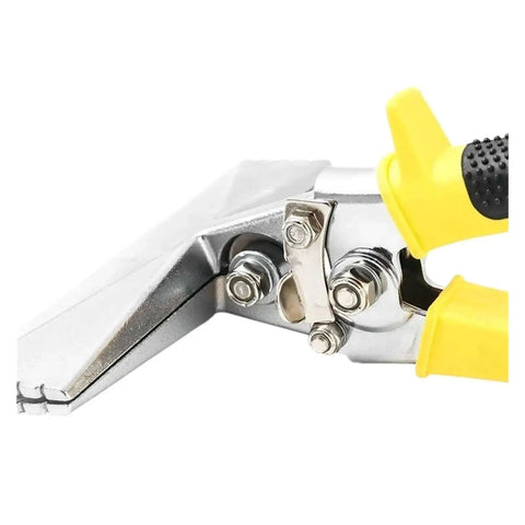 Close-up of Heavy Duty Sheet Metal Bending Pliers 6 Inch Hand Seamer Tool with ergonomic yellow grip
