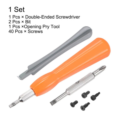 44Piece Ring Doorbell Screwdriver Replacement Kit Must Have With Double Ended Magnetic Bits T6 T15 Phillips Slotted Includes Opening Pry Tool Orange Handle All In One Pro Grade Set For Ring Video Doorbell Password Reset And Easy Home Repairs - full kit with orange and gray tools and screws