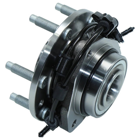 Front Wheel Bearing And Hub Assembly With ABS For 6 Lug Vehicles Fits Chevy Trailblazer 2002 To 2009, close-up view of the assembly