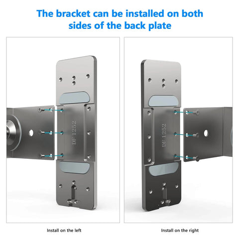 Anti Theft Aluminum Doorbell Mount Bracket With No Drill Design showing left and right installation options.