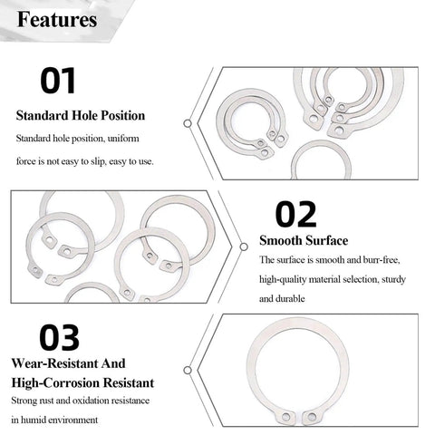 50 Pcs External Circlips C Clip Retaining Rings 304 Stainless Steel For Axles Shafts And Other Moving Parts Size Options 21mm To 25mm Durable Pro Grade Heavy Duty Snap Rings Kit features images