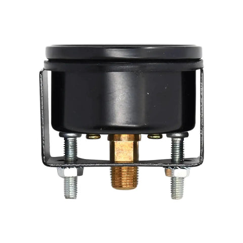 Back view of Oil Pressure Gauge 50LB 9N9273A Compatible With Ford Tractors And Allis Chalmers with mounting hardware