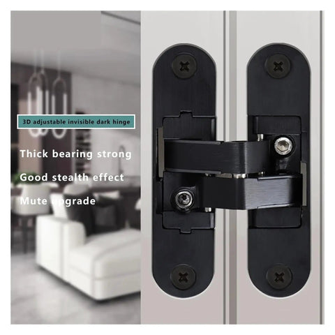 Invisible Hinge Set Zinc Alloy Concealed Cross Hinges With 3D Adjustable Mount For 180 Degree Folding Doors Multicolor